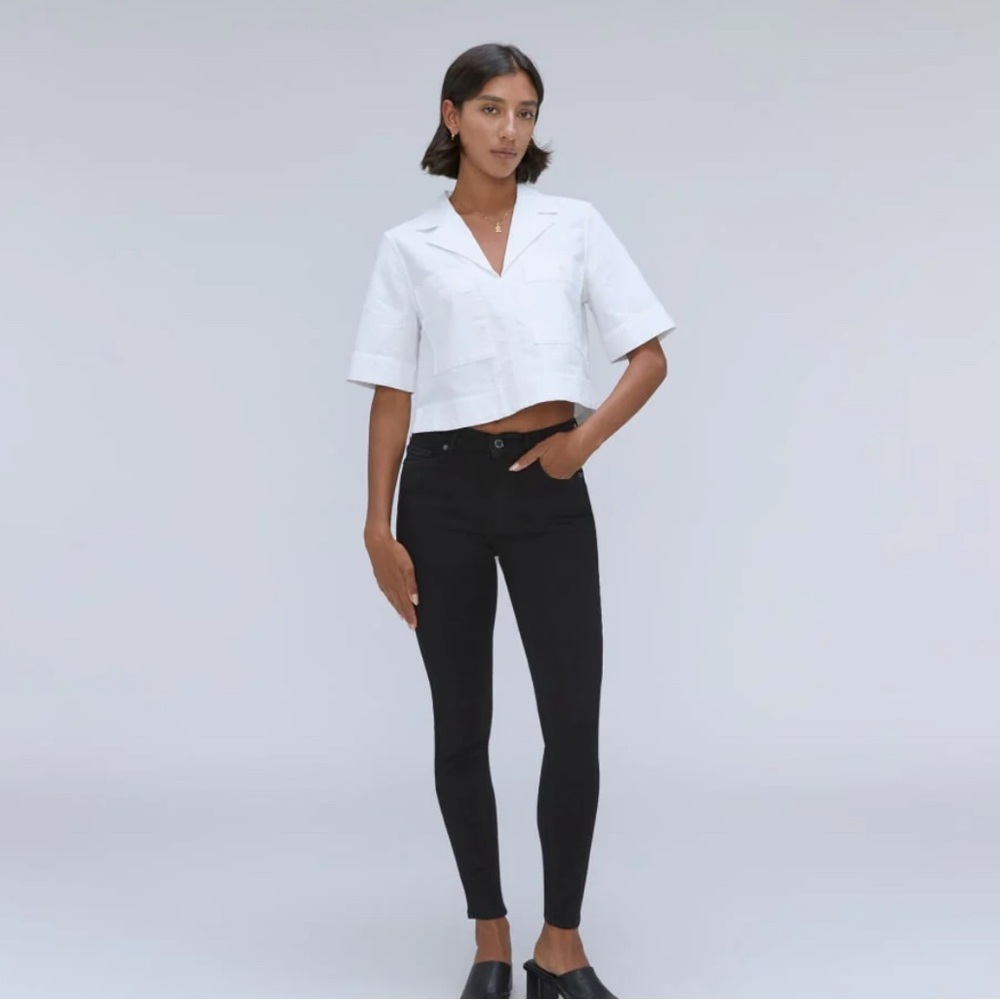 NWT Everlane The Mid-Rise Skinny Stretch Jeans Black Size 28 - Picture 5 of 9